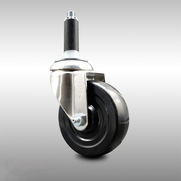 4 Inch 316SS Hard Rubber Wheel Swivel 7/8 Inch Expanding Stem Caster SCC
